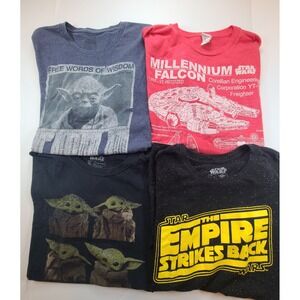 Star Wars Men XL T-Shirt Yoda Millennium Falcon Empire Strikes Graphic Lots Of 4